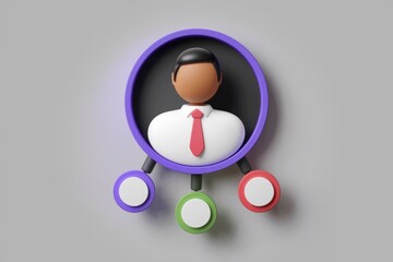 Poster - 3D rendering of businessman profile with networking connections.
