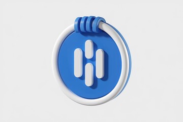 Fototapete - 3D render of a blue circle with white capsules inside  symbolizing data connection and network.