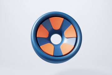 Aufkleber - Abstract 3D render of a circular object with a blue frame and orange segments.