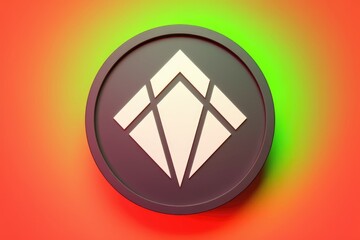 Poster - A dark circular emblem featuring a white geometric  diamond like design.