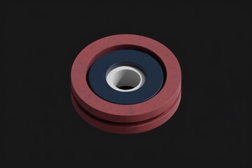 Poster - Abstract concentric circles in red  dark blue and white  minimalist design.
