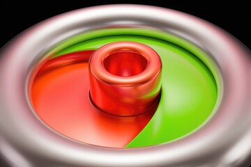 Poster - Abstract 3D circles in red  green  silver with metallic sheen.
