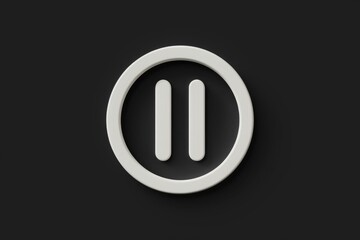 Fototapete - Minimalist pause button icon with parallel bars on dark background.