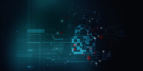 2d illustration Safety concept: Closed Padlock on digital background
