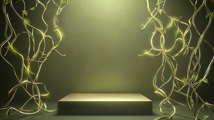 Poster - Elegant 3D Podium Surrounded by Lush Greenery in Ample Space