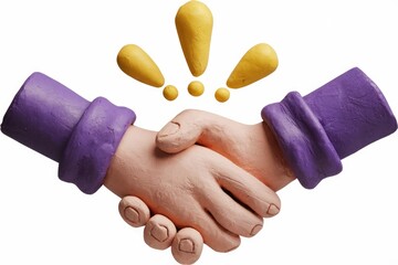 Aufkleber - Claymation handshake symbolizes partnership  collaboration  and excitement.
