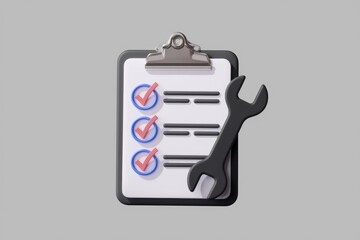 Poster - Checklist with checkmarks and a wrench  symbolizing task completion and maintenance.