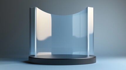 Poster - Sleek 3D Podium Design in Large Empty Surrounding Area