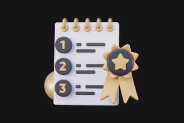 Aufkleber - 3D rendered checklist with a gold award  signifying achievement and task completion.