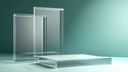 Poster - Minimalist 3D Podium in a Large Empty Area with Soft Light Effects