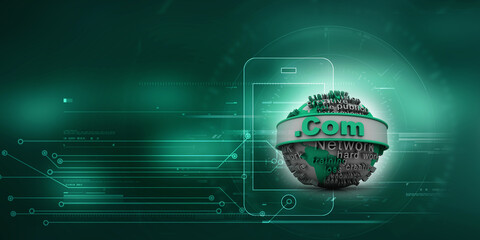 Fototapete - 3d illustration globe with word dot com
