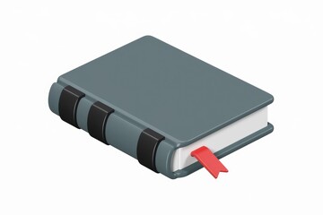 Fototapete - A 3D model of a closed book with a red bookmark  suggesting knowledge and reading.