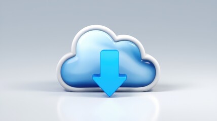 Aufkleber - 3D blue cloud icon symbolizes data transfer and storage.