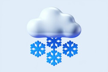 Aufkleber - A 3D render of a cloud with snowflakes falling  symbolizing snow and winter weather.