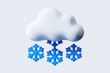 Poster - 3D rendered image of a cloud snowing  illustrating winter weather.