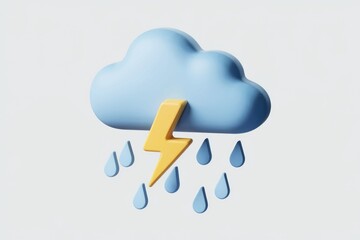 Poster - 3D illustration of a thunderstorm with rain falling from a blue cloud.