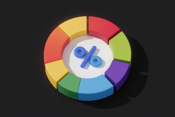 Aufkleber - Pie chart visually represents data proportions or market share.