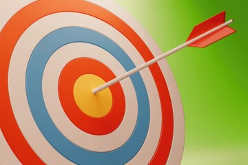 Poster - An arrow hitting the bullseye of a colorful target  symbolizing achieving a goal or success.