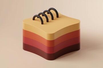 Poster - Layered abstract object with curved edges and black binder clips on top.  Minimalist 3D render.