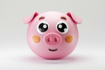Poster - Cute 3D rendering of a pig face with large eyes and a gentle expression.