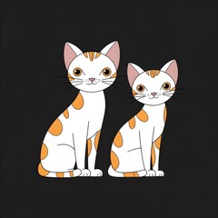 Wall Mural - Minimal art  illustration of adorable cats kittens 