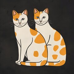 Wall Mural - Minimal art  illustration of adorable cats kittens 