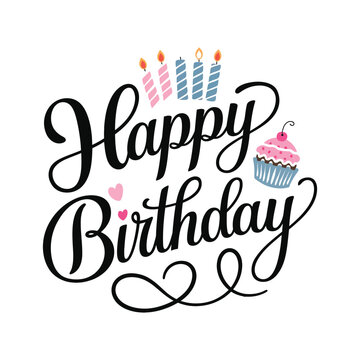 Happy Birthday Typography Lettering Design.