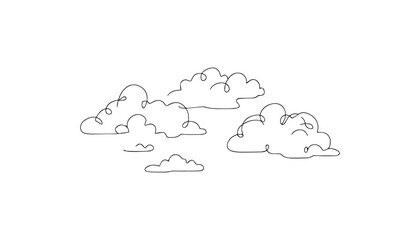 continuous one single minimal line drawing cloud