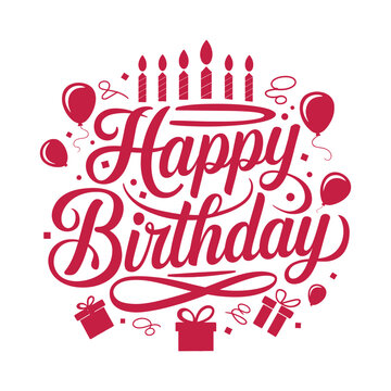 Happy Birthday Typography Lettering Design.