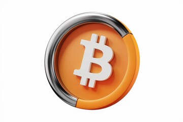 Poster - 3D rendering of a Bitcoin symbol on an orange and silver circular icon.
