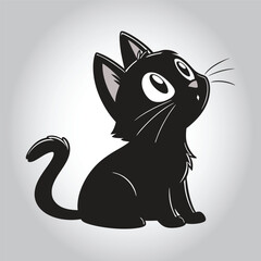 vector Simple Black Cat Silhouette Against a Light Background