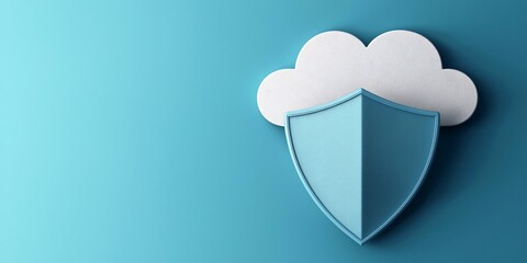 Poster - Cybersecurity framework concept. Cloud computing security concept with shield and cloud illustration.