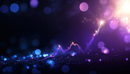 Poster - dynamic 3D chart with rising profit line and glowing effects