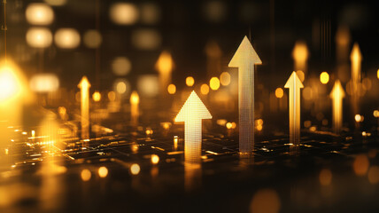 Poster - Golden arrows representing growth and progress in digital landscape