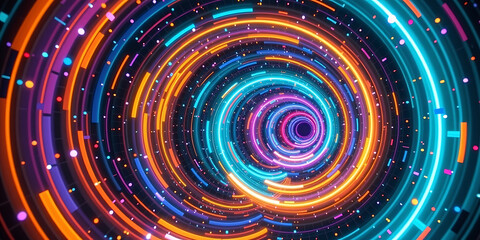 Wall Mural - Space-Time Tunnels - Colorful portals swirling into the depths of space. backdrop background digital art crisp oilpinting minimalist sharp details funny background copyspace