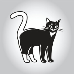 vector Simple Black Cat Silhouette Against a Light Background