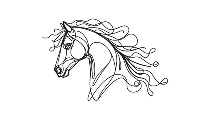 Wall Mural - Continuous one single minimal line drawing horse
