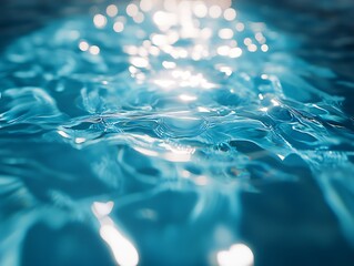 Poster - Abstract close-up of rippling water surface with sunlight reflections creating soothing patterns : Generative AI