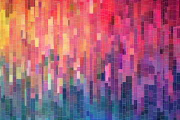 Colorful pixelated mosaic with warm to cool gradient