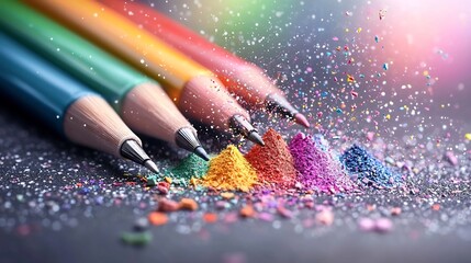 Poster - A flat image showcasing a collection of vibrant fine liner pens and markers neatly aligned on a clean white backdrop