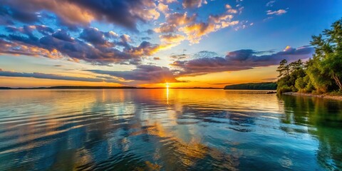 Wall Mural - sun setting over torch lake in michigan