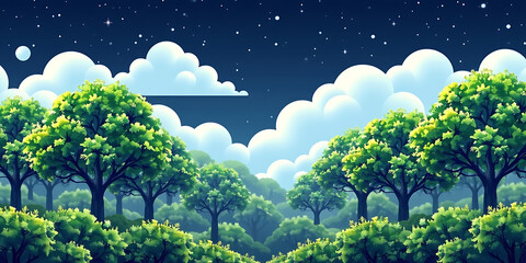 Wall Mural - Data Cloud Forest - A forest where data streams replace branches and leaves. backdrop background digital art crisp oilpinting minimalist sharp details funny background copyspace