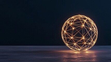 Poster - Illuminated spherical structure with glowing lines against a dark background.