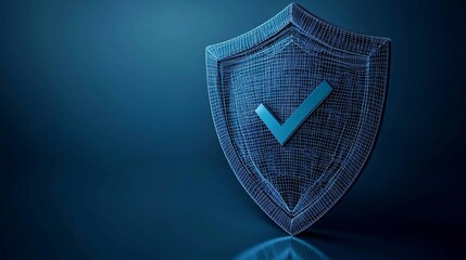 Poster - digital shield with a checkmark symbolizes security and protection in a modern design.