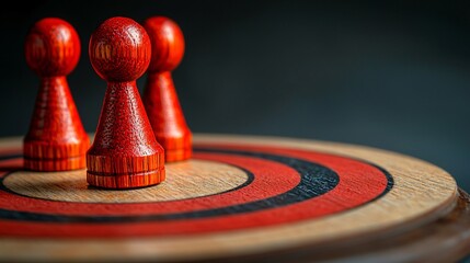 Poster - Three red game pieces positioned on a target board, symbolizing strategy and focus.