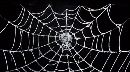 A delicate spider spins its intricate web, its silken threads glistening in the morning dew. 