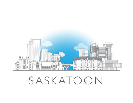 Saskatoon skyline cityscape vector illustration