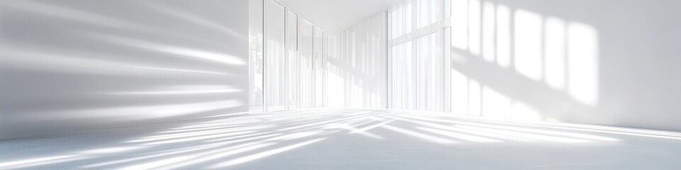 Poster - Empty white room with sunlight and shadows