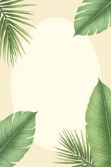 Aufkleber - Tropical leaves adorn a soft pastel colored background in this serene summer design concept featuring natural elements._00002_