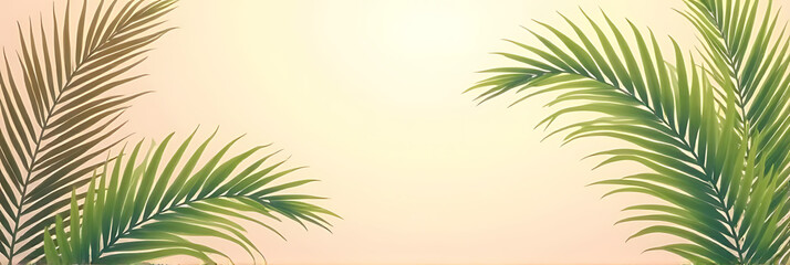 Aufkleber - Softly swaying tropical palm leaves dance against a serene pastel backdrop evoking carefree summer days and idyllic natural escapes._00001_